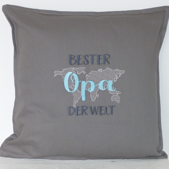 Kissenhülle grau „Bester Opa“