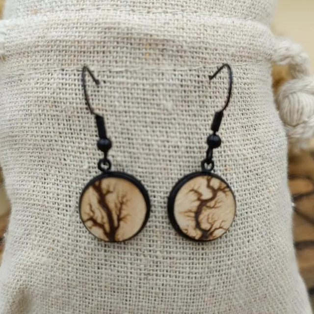 Boucles d'oreilles ronde en érable 