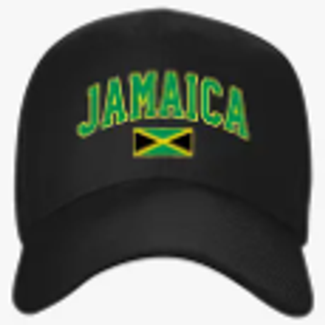 Casquuett Drapeau Jamaicain - Inscription Jamaica -Noir - Confortable et Ajustable