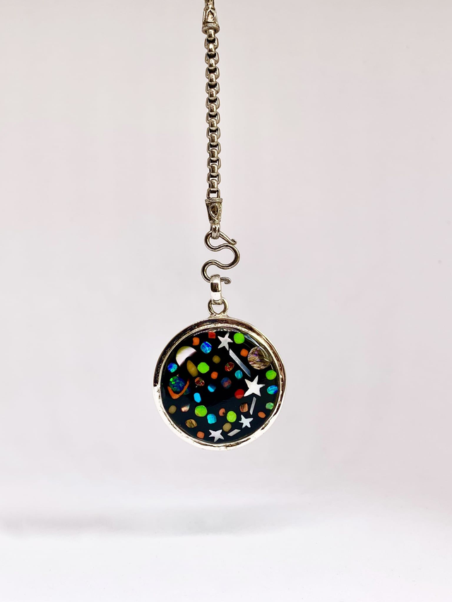 Pendentif Galaxy ARIES argent massif 925 - talisman astrologique en pierre naturelles
