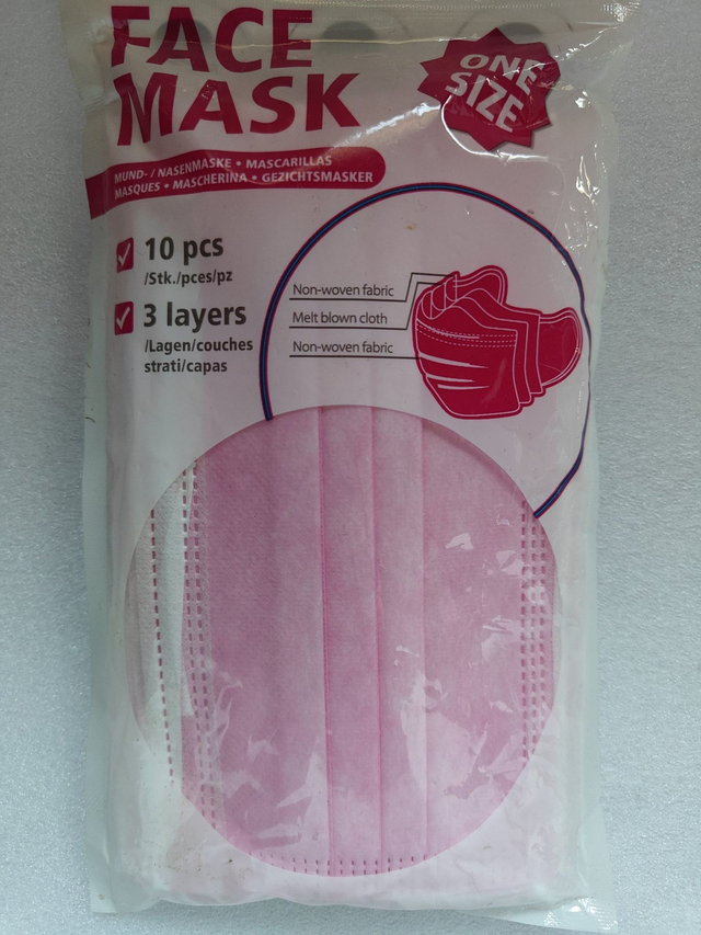 Pinkki kertakäyttöinen kasvomaski 10kpl