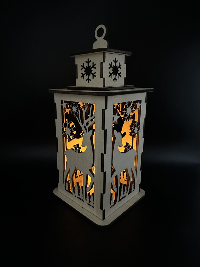 Lanterne Décorative en Bois - Paysage Hivernal