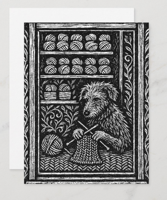 Draig's knitting shop Greetings Card