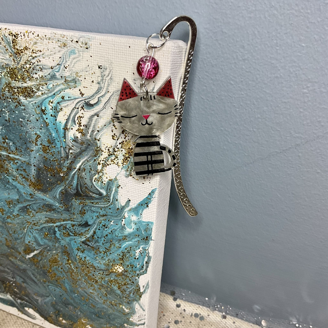 Handmade bookmark with colourful beads.