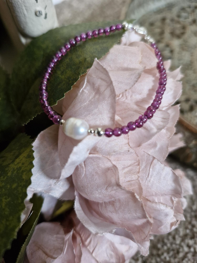 Purple garnet and pearl 