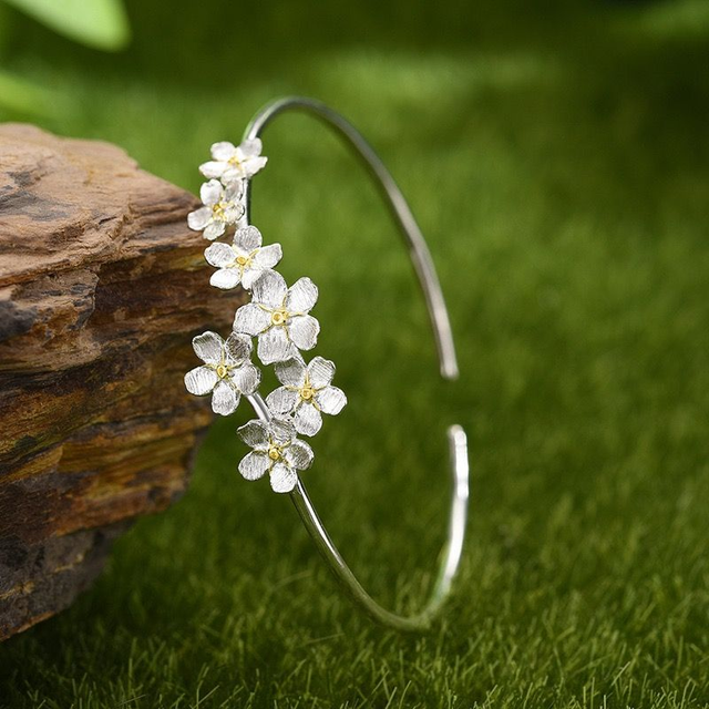 *Designer Silver Jewellery* Forget-me-not Silver Bangle