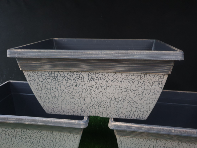 Crackle Window Box Planter - Concrete Grey