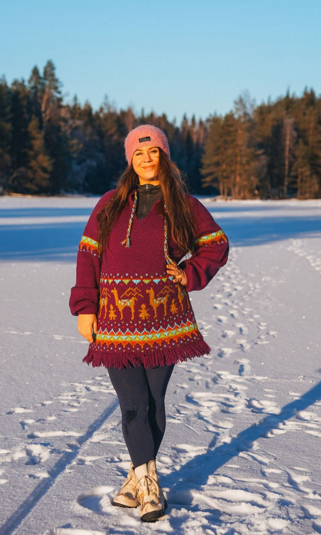 Llama Adventure Sweater Kit - Col 04 (Reddish Purple Rauma Vams) - Wool &amp; Pattern - Linka Neumann