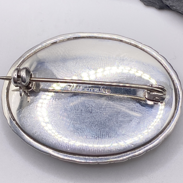 REFURBISHED Vintage Thomas Mott Agate Brooch in Sterling Silver