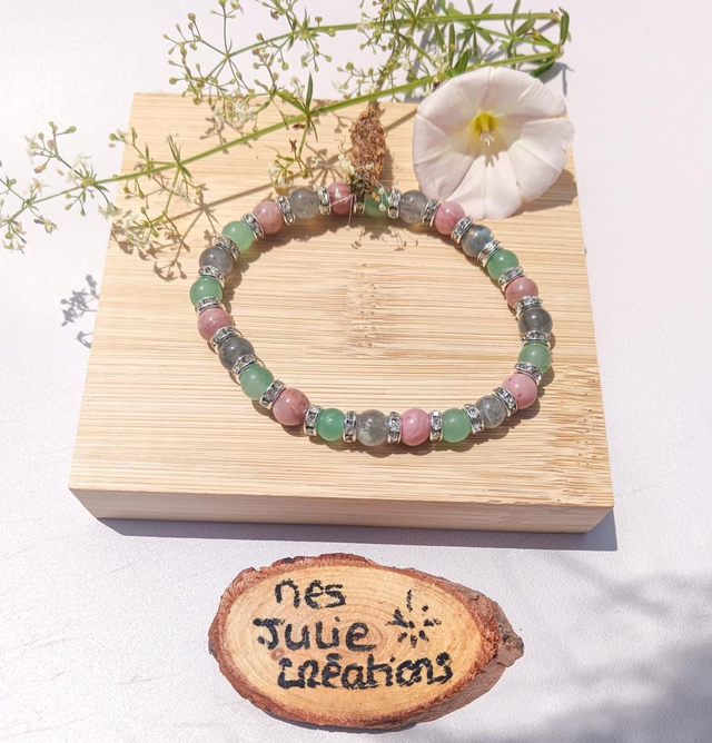 Bracelet labradorite Rhodochrosite aventurine 