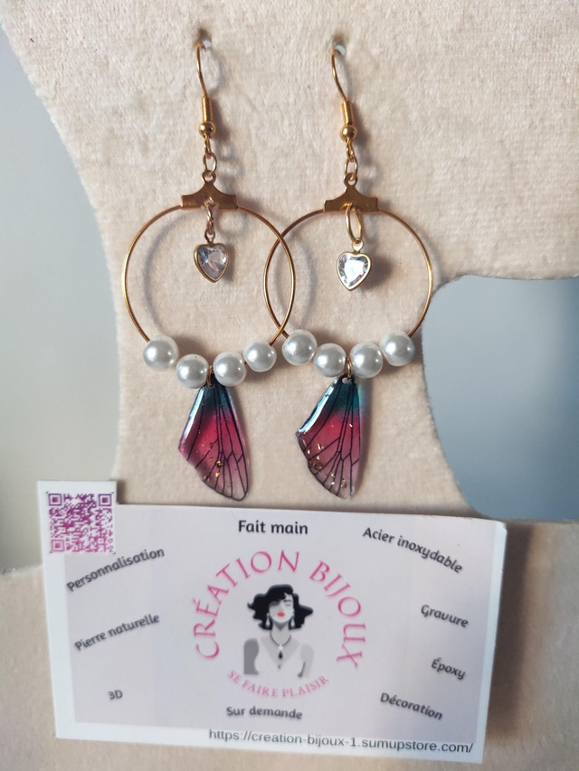 Boucle d'oreille créole,ailes