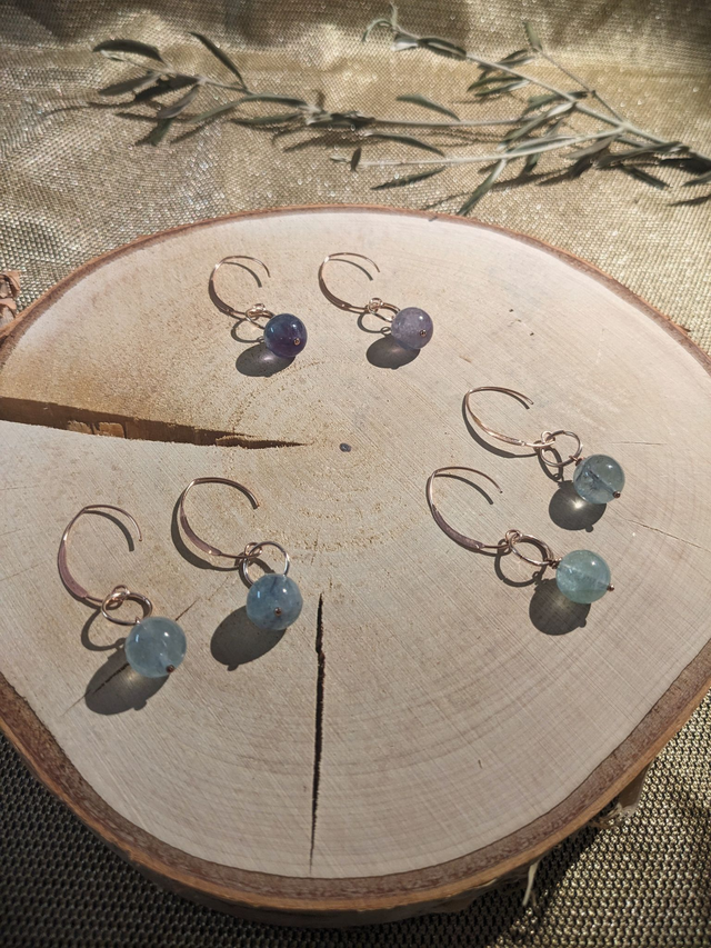 "Beatris" - Crochets Fluorite & Or Rose, Or Laminé (Gold Filled)