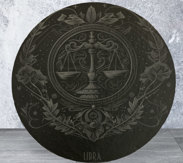 Slate Coaster - Round - Star Sign Libra