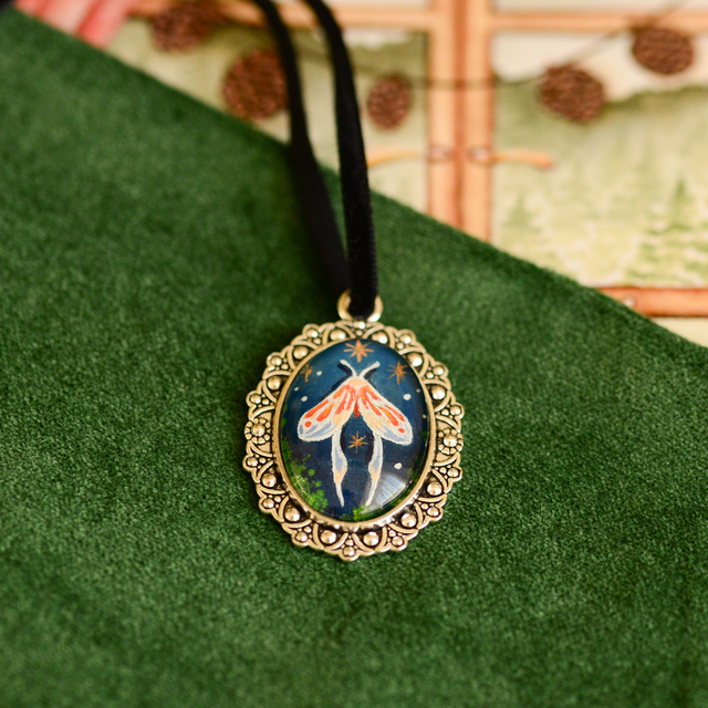 Scarlet Moth Pendant