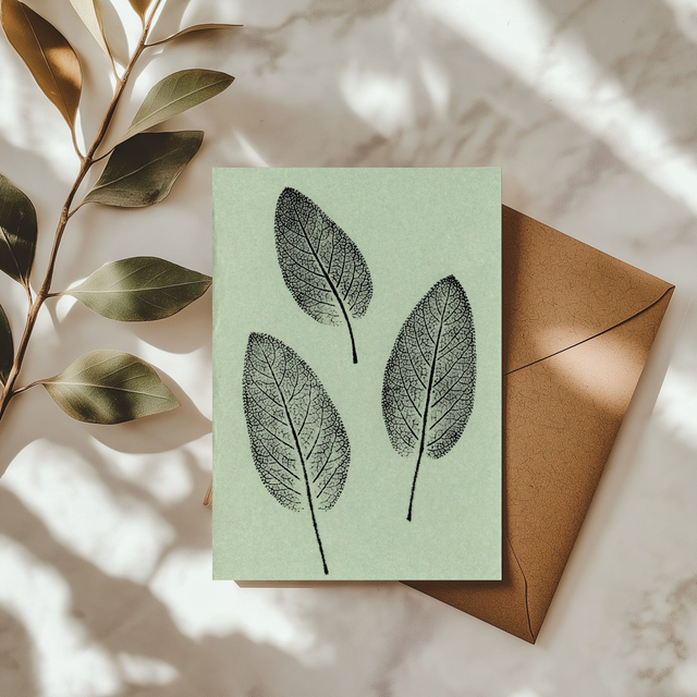 Carte postal - Monotype "Feuilles de sauge"