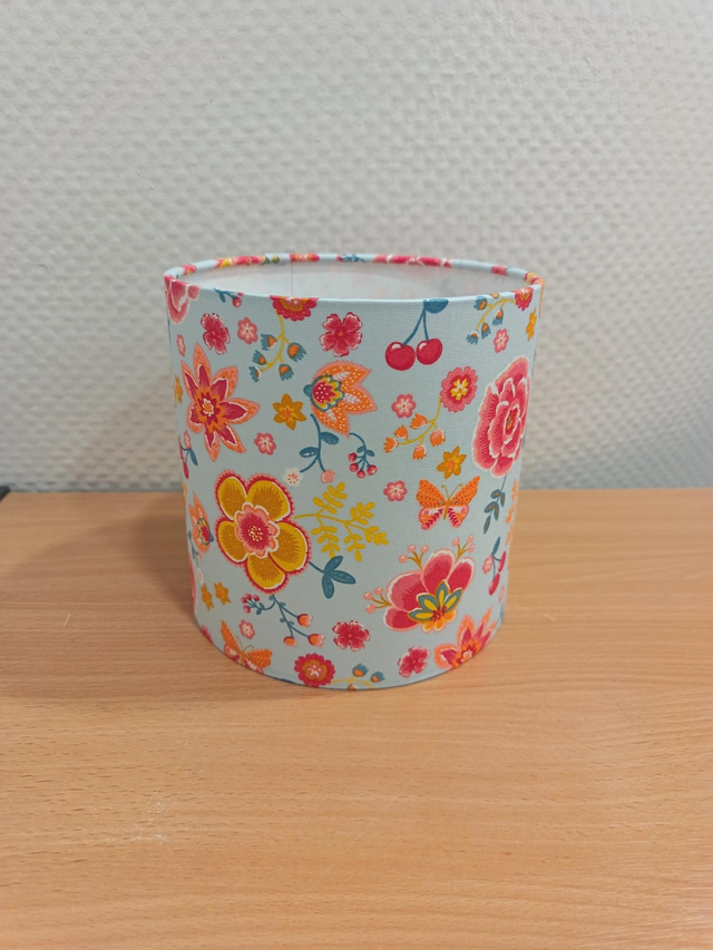 Abat-jour diam 15 cm fleuri bleu ciel