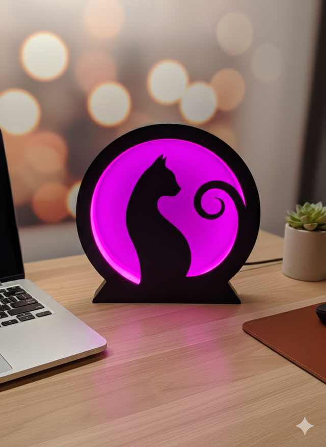 LED Ringlampe „Mystic Cat“ 