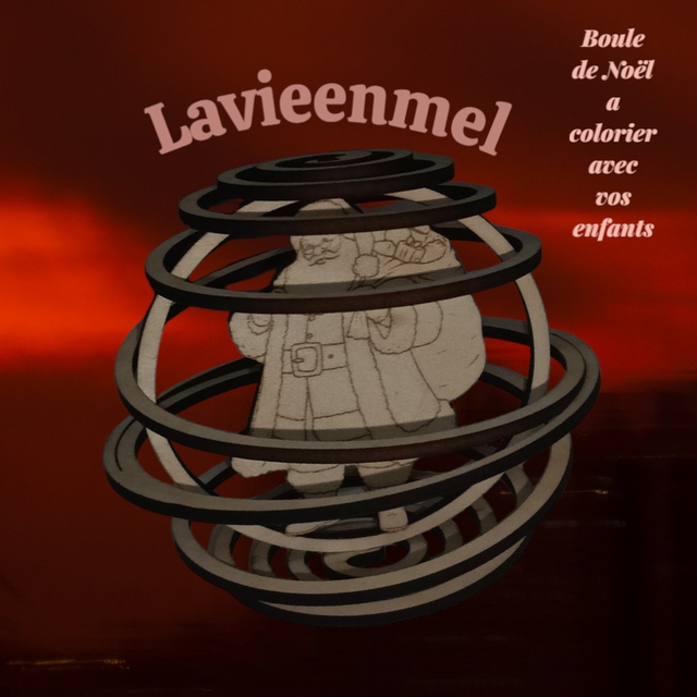 Boule de noël en bois à colorier 