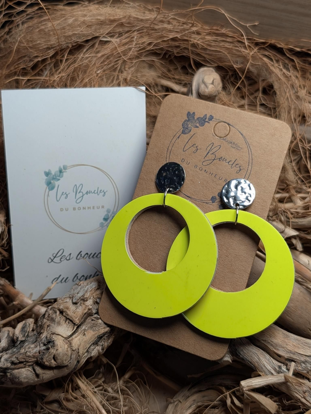 Boucles d'oreilles Années 80/90 Moon jaune fluo x029