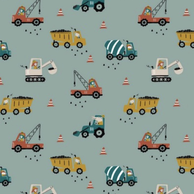 Baumwollstoff je 0,5m Baufahrzeuge mint 