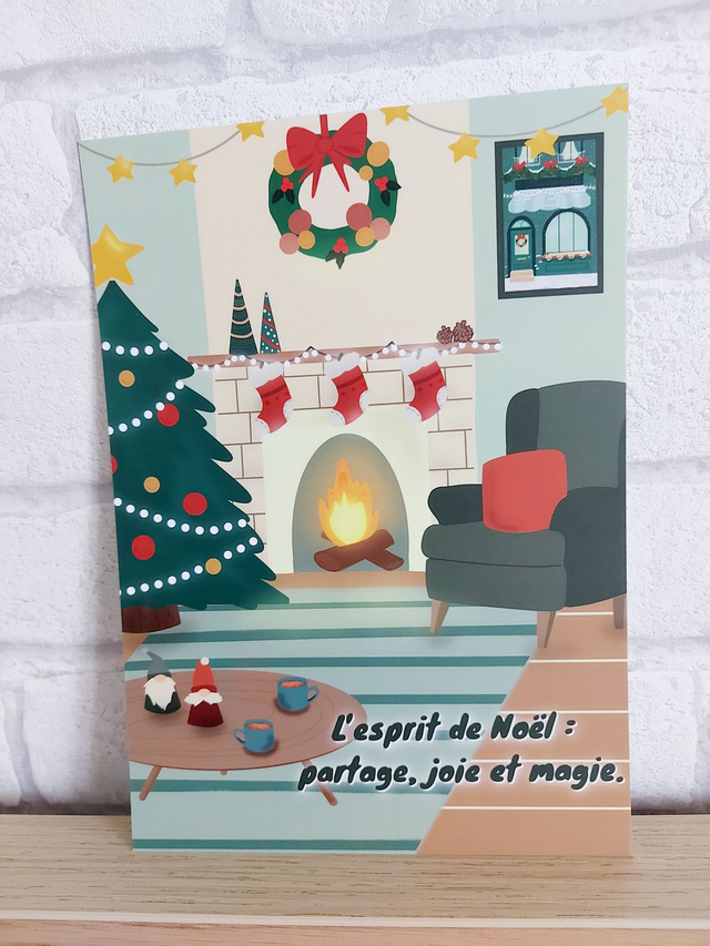 Carte illustrée "Esprit de Noël" | Papeterie colorée et poétique