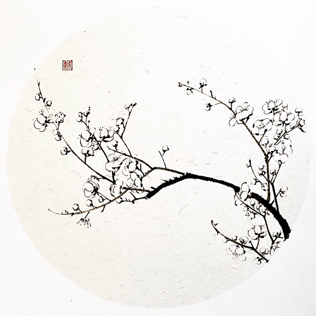 Plum Blossom 烂漫，Original and Unique Hand Painted Chinese Traditional Ink Painting Wall Decoration 38cm*38cm