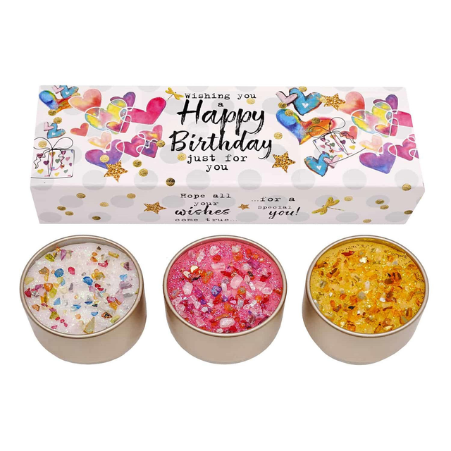 Just Because Three Lites - Happy Birthday - Candle Gift set
