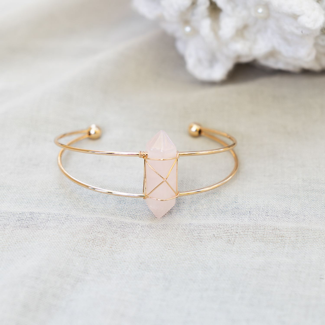 Rózsakvarc rose gold karperec