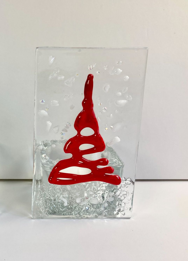 Christmas tea light holder - red