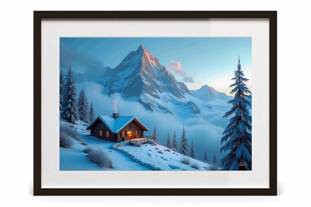 Photo encadrée Chalet Montagnard Vintage – Tirage d’art qualité musée & décoration cosy