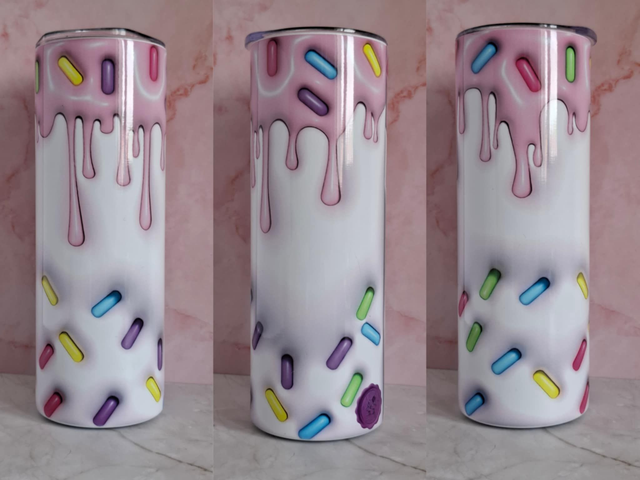 Gourde canette 3D Donuts rose