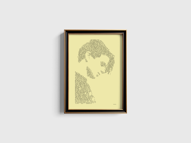 A3 Schreibmaschinen-Textbild Sophie Scholl in Schwarz auf Elfenbein