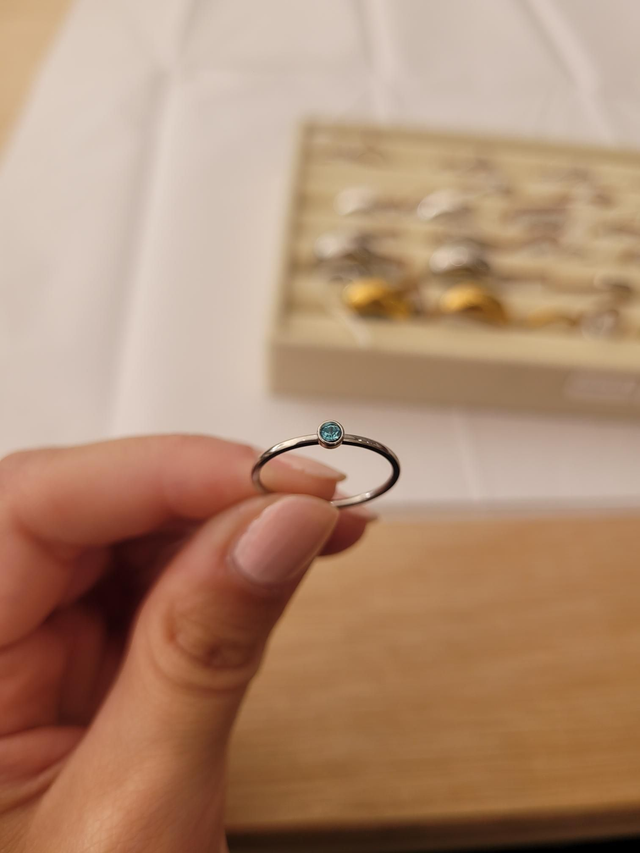 Stainless steel birthstone ring - December - Size J - SL-035