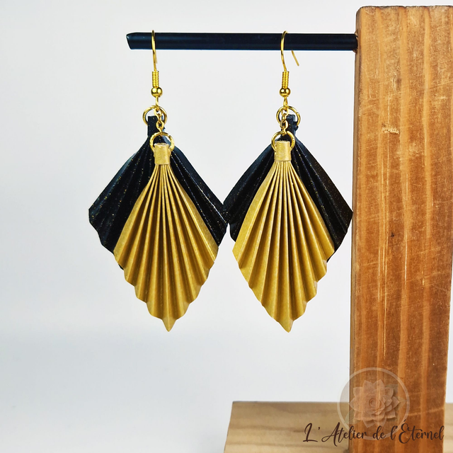 Boucles d'oreilles Losange Duo - doré