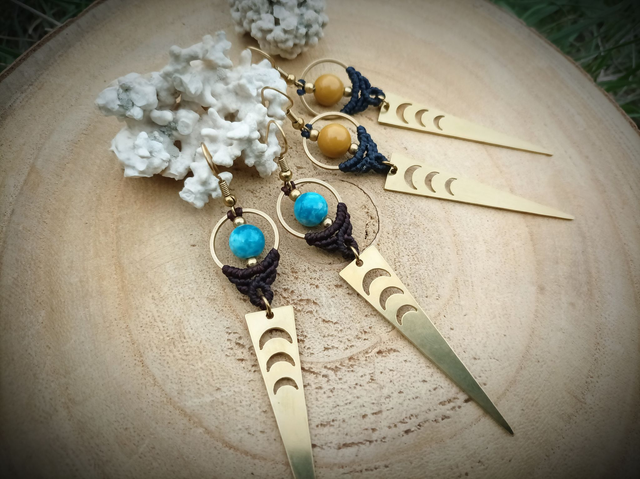 Boucles d'oreilles « Comètes » ~ Coloris & pierre au choix