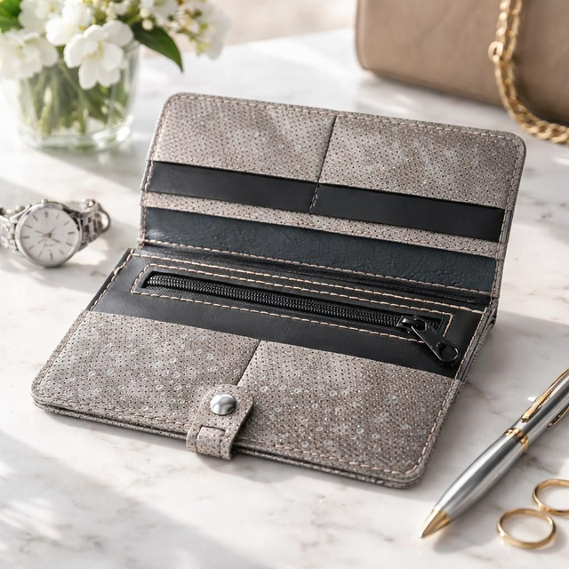 ✨️ PROMO ✨️ Portefeuille / Porte-chéquier en cuir - Noir et gris