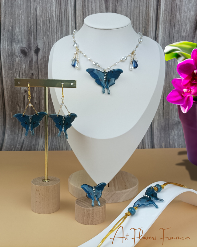 Ensemble de papillons mystiques bleu - Émaillage à la résine