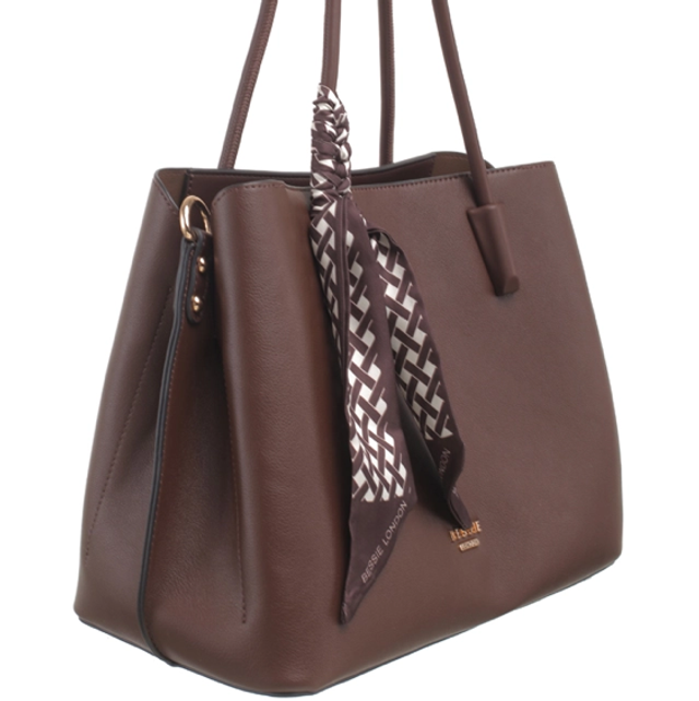 Brown Silk Knot Tote Bag