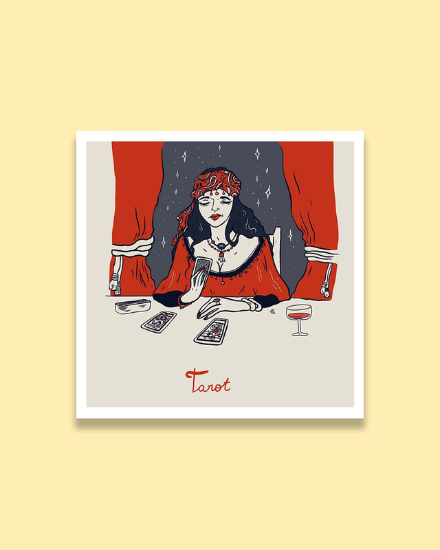 Sorcière: "le  tarot" impression d'art en 10x10 cm  