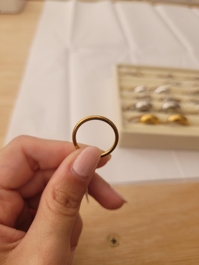 Gold stainless steel simple band ring - Size Q - SL-058