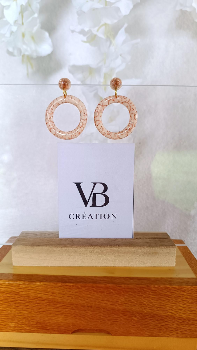 Créoles beiges marbrées marron