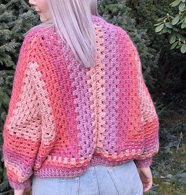 Pullover Pink/Lila/Rosa, Gr. M-L (38-42), handgemacht, gehäkelt, handmade Einzelstück - Unikat