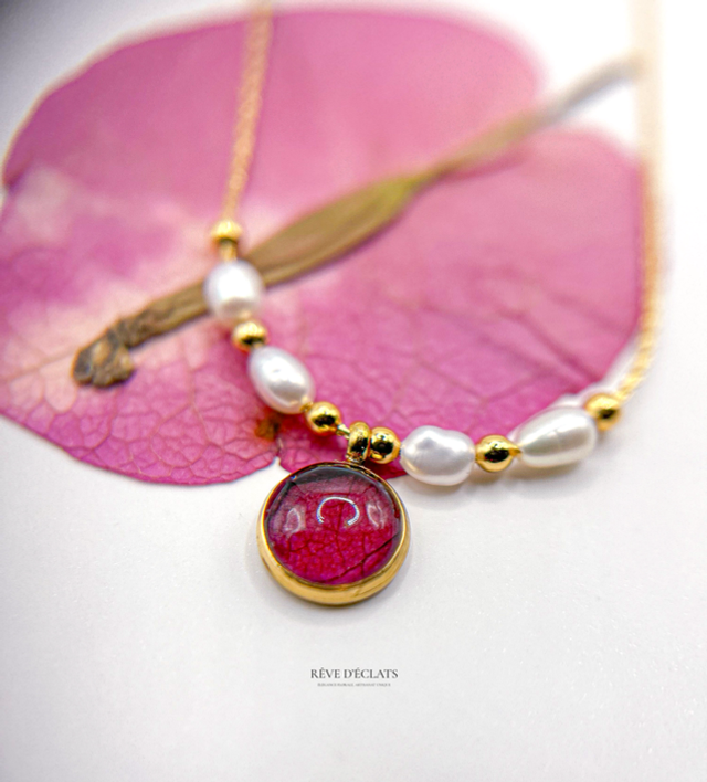 Collier - Fleurs de bougainvillier 