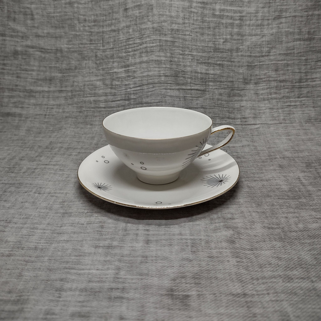 G H Bavaria | Kop (diameter 9,5 | hoogte 5,5) en Schotel (diameter 14,5 | hoogte 1,5 cm) gouden bies | Vintage - in goede conditie