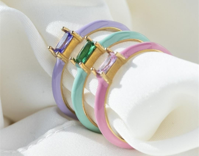 Bague Glossy verte acier inoxydable 