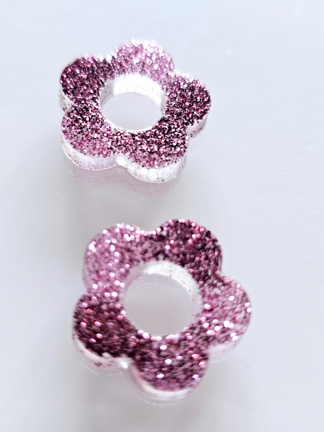 PAMPILLES double mauves à paillettes