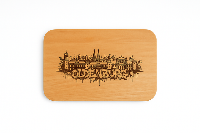 Frühstücksbrettchen - „Oldenburg Graffiti“ - FSC®-zertifiziertem Buchenholz