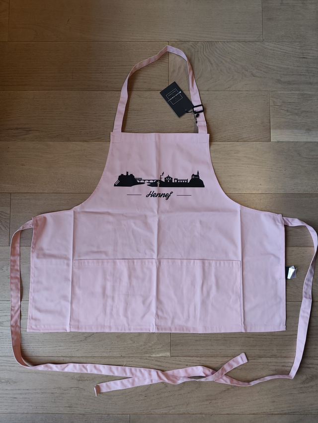 Latzschürze kurz - Hennef Stadtsilhouette - black / rose