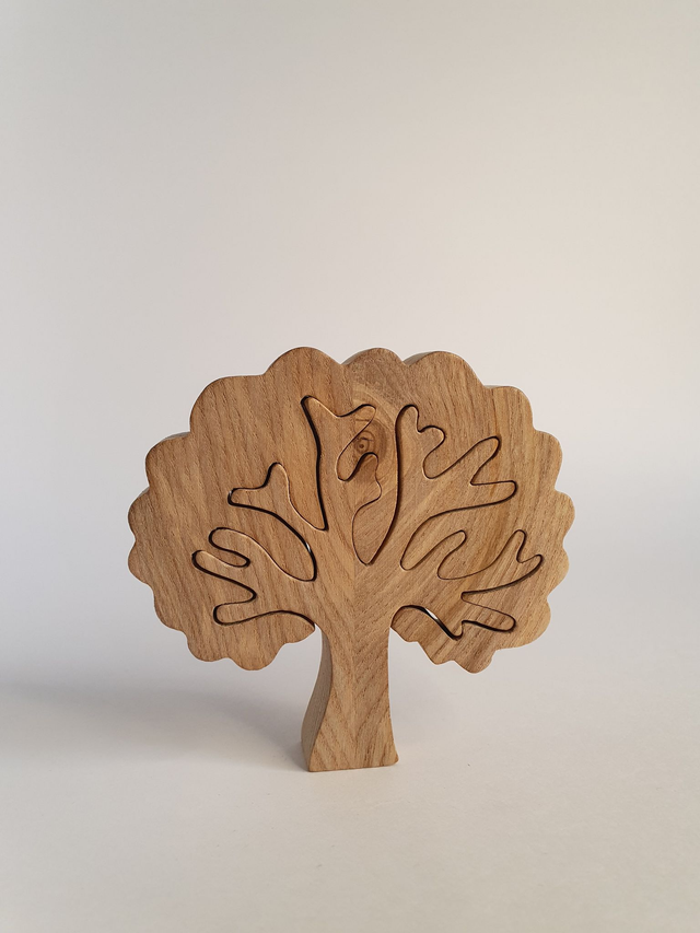 Arbre puzzle décoratif en bois de chêne