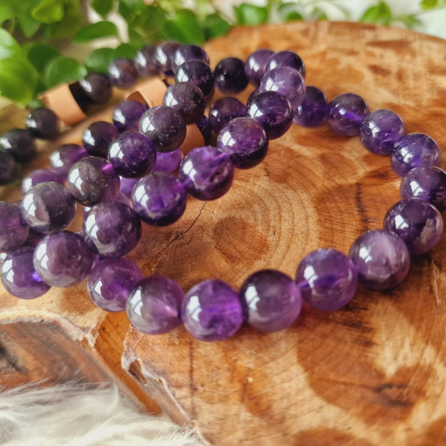 Amethyst Larger 11mm Beaded Bracelet 